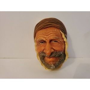Vintage Bosson Head Chalkware Wall Hanging PERSIAN 1961 Made in England Plaque
